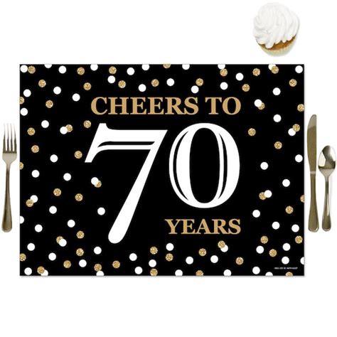 Adult 70th Birthday Gold Party Table Decorations Birthday Party Placemats Set Of 16 By