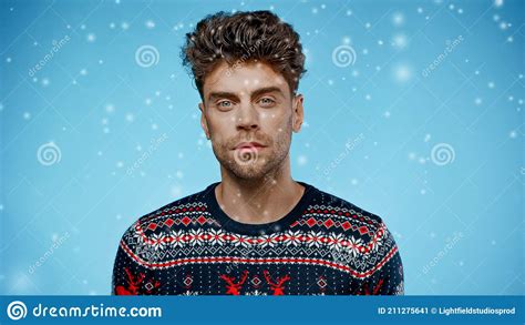 man in sweater looking at camera stock image image of handsome winter 211275641