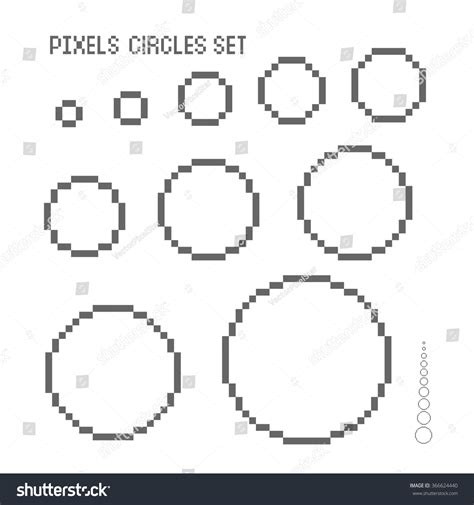 The shader samples a texture and renders a grid of pixels that appear as circles instead of squares. Vector Pixel Circles Set Stock Vector 366624440 - Shutterstock