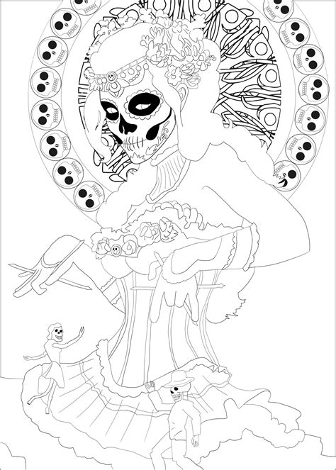 Free Printable Day Of The Dead Coloring Pages For Adults Day Of The