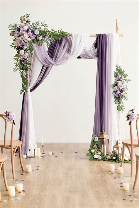 Flower Arch Decor With Drapes In Lilac And Gold Wedding Arch Flowers