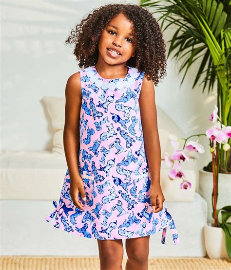 Girls Little Lilly Classic Shift Dress In Zanzibar Blue Ruff Night