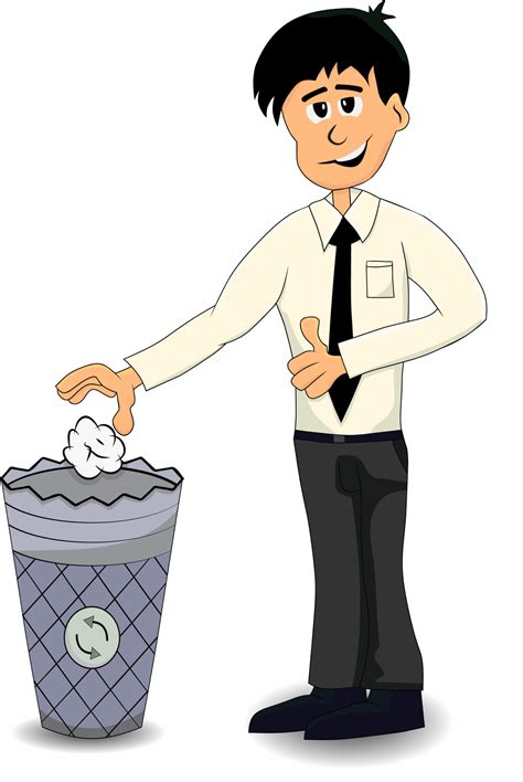 illustration worker put trash on trash bin 13375500 Vector Art at Vecteezy