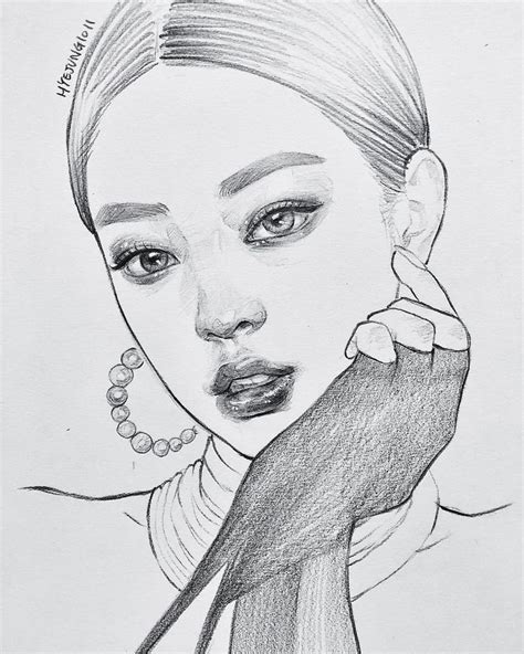 Pencil Sketch Portrait Of Jennierubyjane Drawn By Hyejung1011 Artist