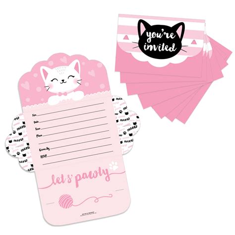 Big Dot Of Happiness Purr Fect Kitty Cat Fill In Cards Kitten Meow