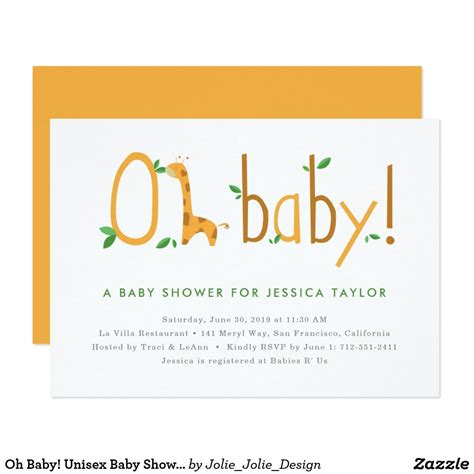 Oh Baby Unisex Baby Shower Invitation Unisex Baby
