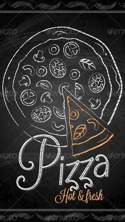 Chalkboard Framed Pizza Menu By Pushkarevskyy Graphicriver