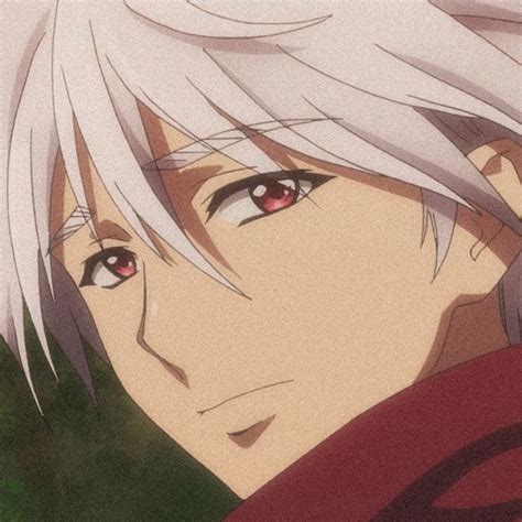 An Anime Character With White Hair And Red Eyes Looks At The Camera