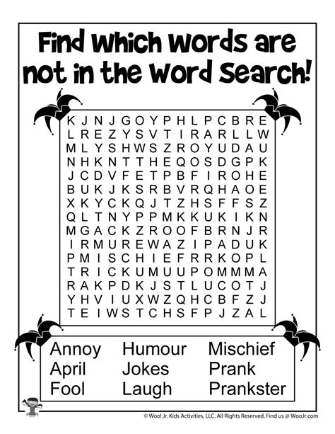 April Fools Word Search Puzzle Woo Jr Kids Activities