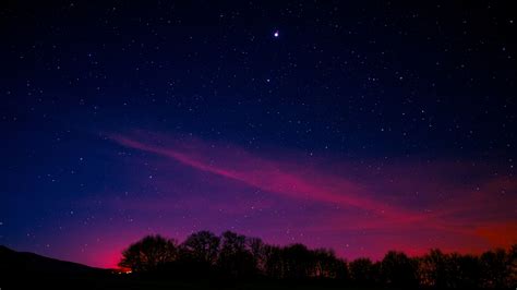Download Wallpaper 2560x1440 Blue Pink Sky Starry Night Nature Dual