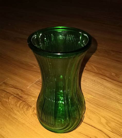 3 Vintage 60 S Style Green Glass Vases Etsy