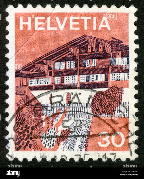 Switzerland Helvetia Postage Stamp Post Mark Architecture Stock