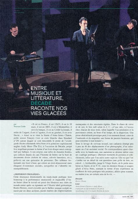 Mika vainio & alva noto. l'autre hidalgo: Décade - Anne James Chaton, Alva Noto ...