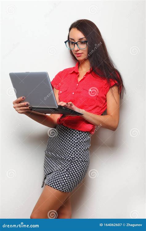 Young Woman With A Laptop Stock Image Image Of Business 164062607