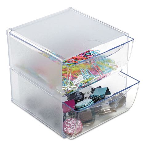 Deflecto Two Drawer Cube Organizer Clear Plastic 6 X 7 18 X 6 350101