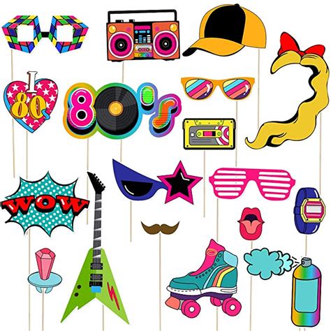 Buy Amosfun 80s Party Photo Booth Props 1980s Theme Birthday Party