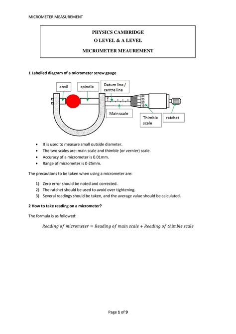 Solution Micrometer Screw Gauge Measurement Explanation Questions And
