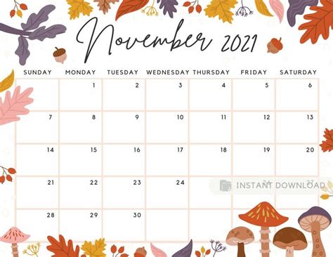November 2022 Calendar Beautiful Fall Autumn Flowers And Etsy Planner