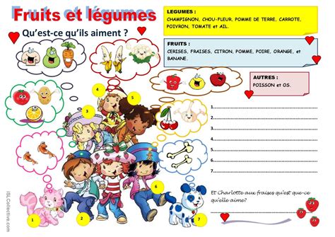 Fruits Et Légumes Français Fle Fiches Pedagogiques Pdf And Doc