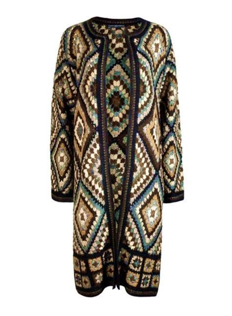 Сrochet Coat Multicolour Fall Spring 70s Jacket Cardigan Etsy Australia