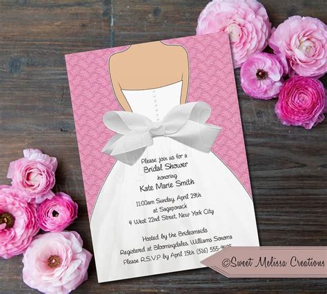 Bridal Shower Invitation Lace Bow Design Multiple Colors Diy Print At Home Sweet Melissa