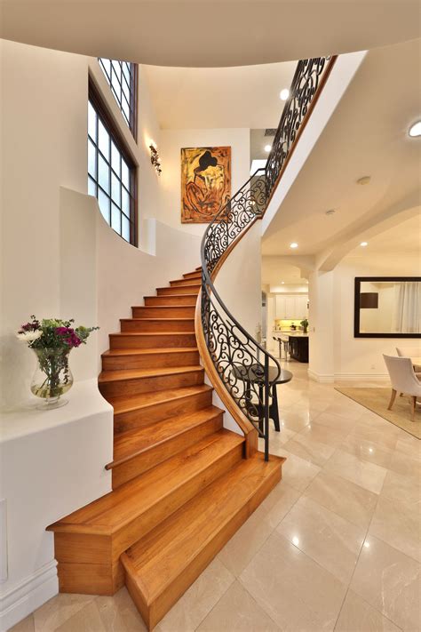 Curved Natural Wood Staircase In Luxury Home Dream Home Design Home