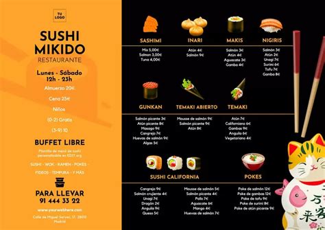 Criar designs personalizados do menu de sushi japonês