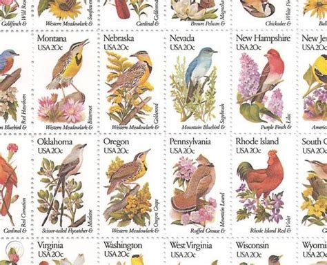 State Birds And Flowers Full Sheet 20c Stamps 1953 2002 99860345