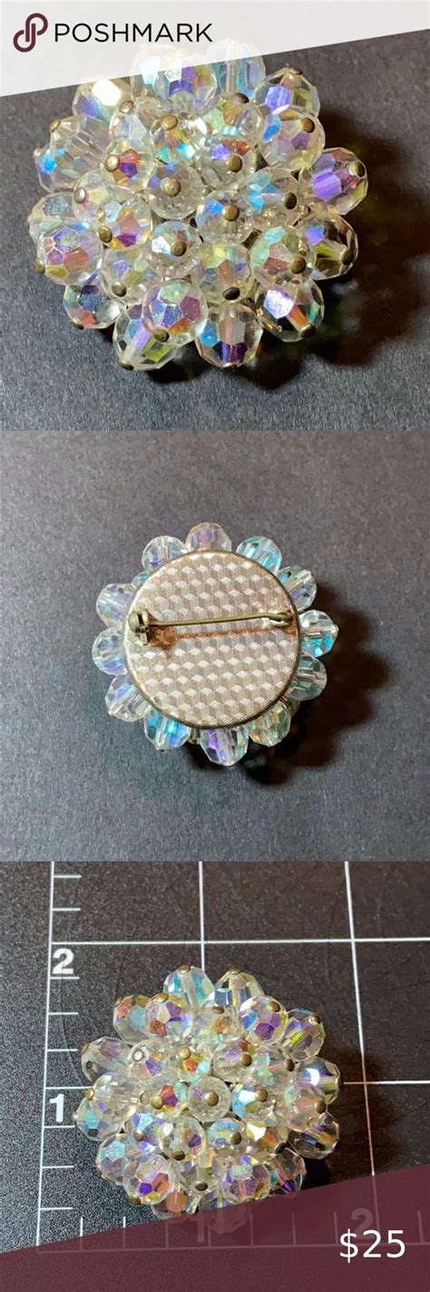 Vintage Aurora Borealis Crystal Cluster Brooch Pin Vintage Brooch