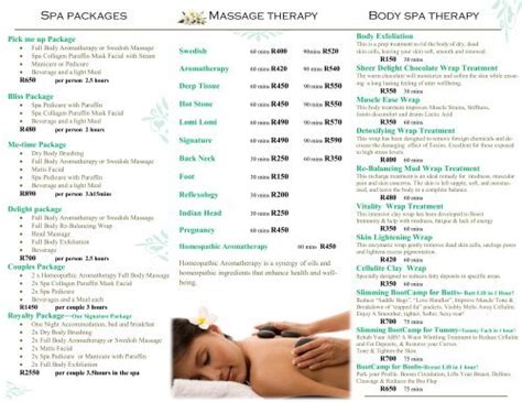 Fleur De Lis Spa 30 04 2013 Pricelistpdf Health Spas Guide