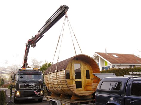Two Room Barrel Sauna Lodge Of Thermowood ↔4m For 6 Terrace Wood