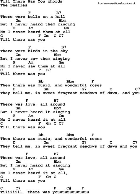 Popular Chord Music Till There Was You Beatles Chords
