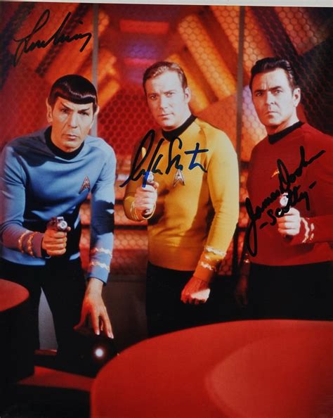 Star Trek Tos Cast Signed Photo X3 William Shatner Leonard Etsy