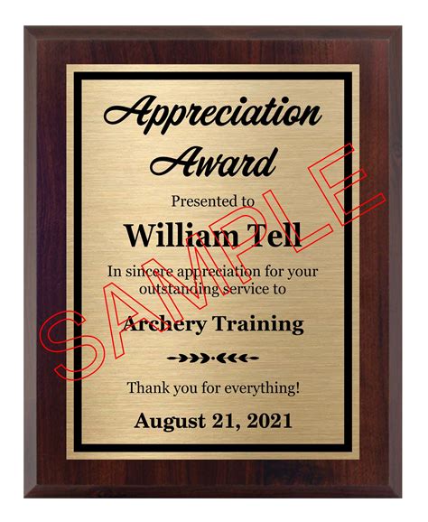 Appreciation Award Plaque For Employee Recognition Etsy