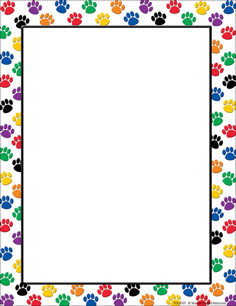 Colorful Paw Prints Computer Paper Tcr4769 Teacher Created Resources