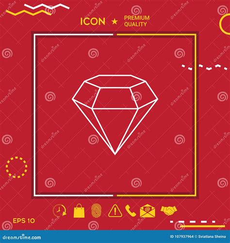 Diamond Sign Jewelry Symbol Gem Stone Flat Simple Design Line Icon