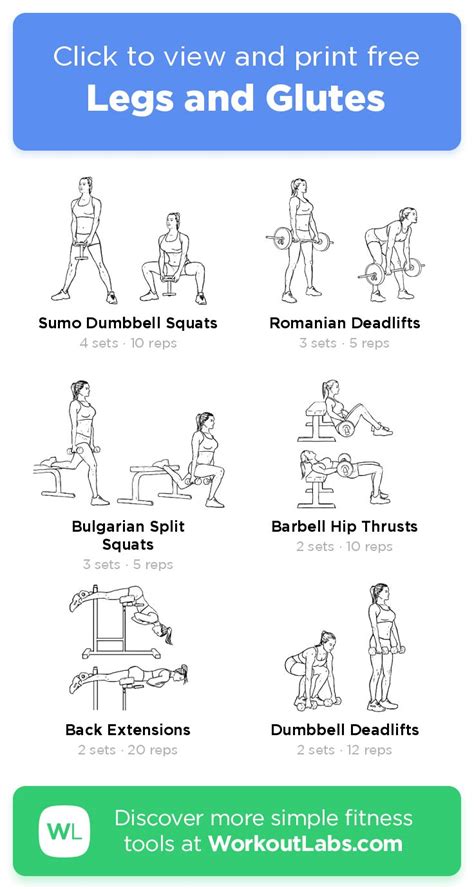 Legs And Glutes Click To View And Print This Illustrated Exercise Plan Created With Planet