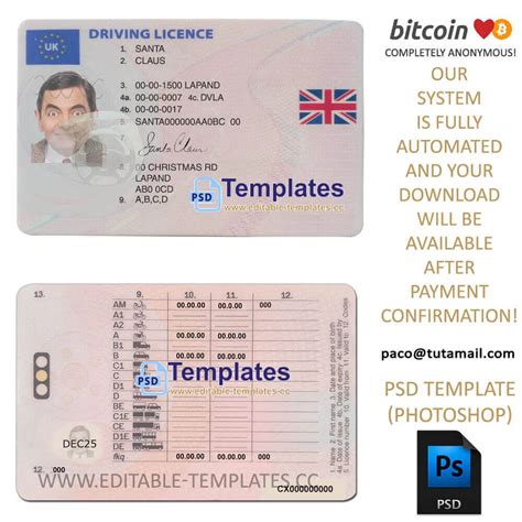 Uk Driving Licence Template Frontback Editable Templates