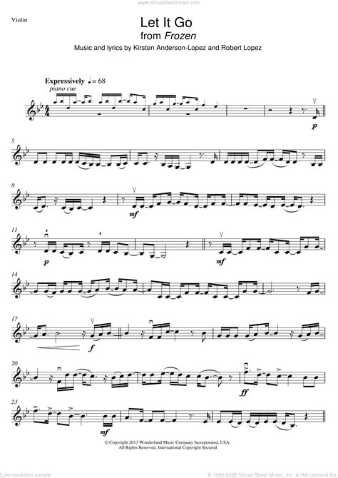 Let It Go Sheet Music Violin Easy