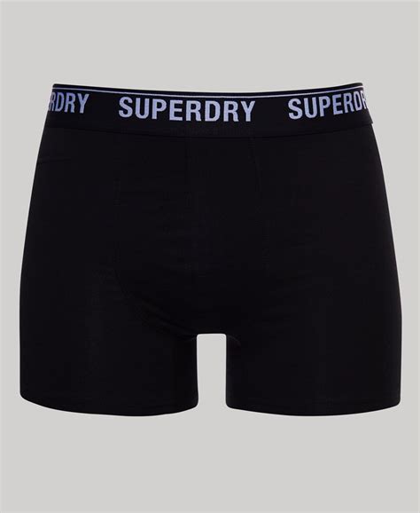 Mens Organic Cotton Boxers Triple Pack In Black Superdry