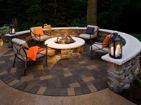 Stamped Concrete Patio With Fire Pit Ideas In 2020 Backyard Fire