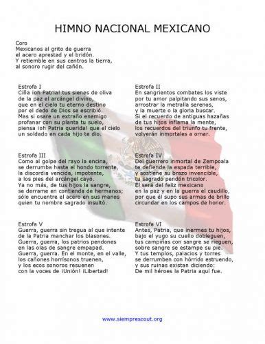La Letra Oficial Del Himno Nacional Himno Nacional Le