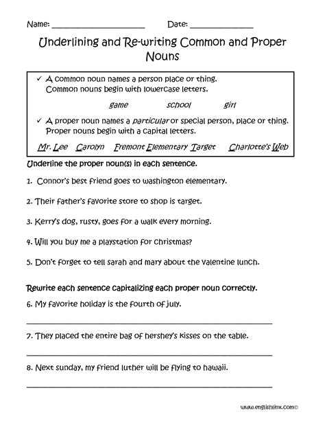 Made easy to print, this activity is. Underlining and Rewriting Proper and Common Nouns Worksheets | Common and proper nouns, Nouns ...