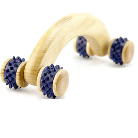 New Natural Wooden Massager Curved Round Body Roller Massager Hands Push Bent Round Thin Roller
