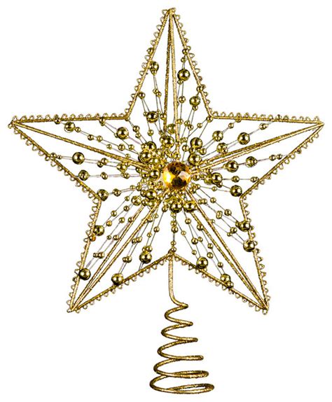 8 Gold Jeweled Metal Star Tree Topper Contemporary Christmas
