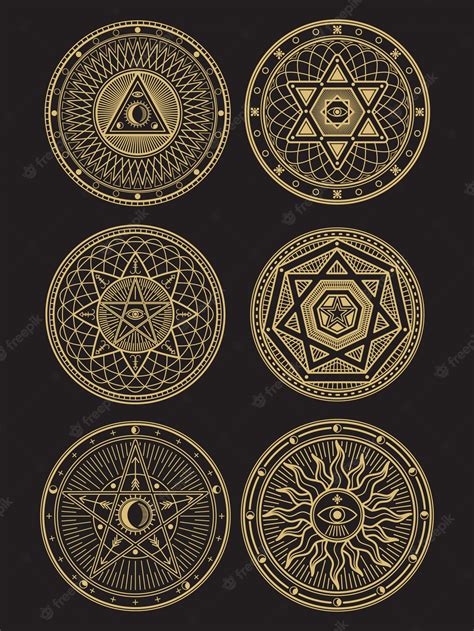 Premium Vector Golden Occult Mystic Spiritual Esoteric Symbols