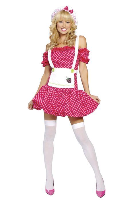 Sweet Strawberry French Maid Costume Fancy Dress Womens Adult Fancy