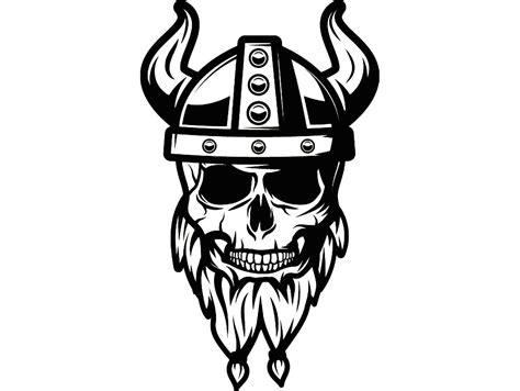 Viking Skull 1 Beard Helmet Horns Norway Sea Sailing Warrior Etsy