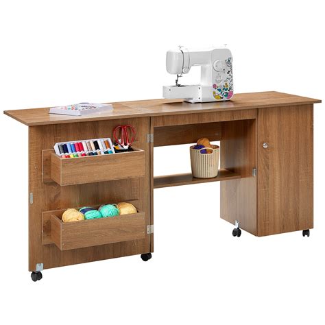 Homfa Folding Sewing Machine Table With Cabinet 63 Inch Multipurpose Large Sewing Craft Cart