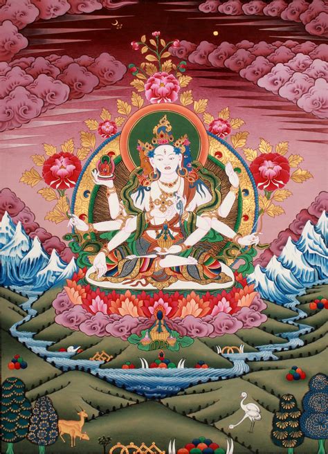 Tibetan Buddhist Deity Vasudhara Goddess Of Wealth And Wisdom